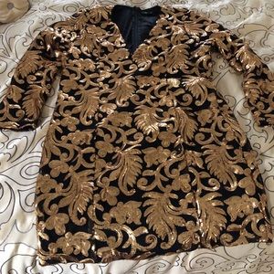 Gold and black sequin dress